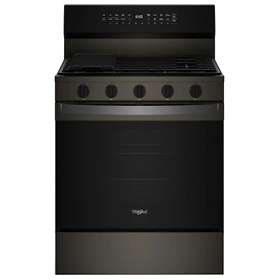 Whirlpool 30" 5.0 Cu. Ft. True Convection 5-Burner Freestanding Gas Range (WFGS7530RV) - Black-on-Stainless