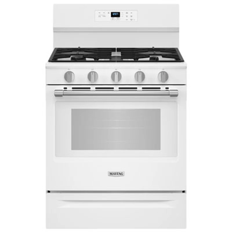 Maytag 30" 5.0 Cu. Ft. Fan Convection 5-Burner Freestanding Gas Air Fry Range (MFGS6030RW) - White
