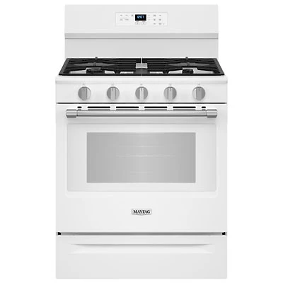 Maytag 30" 5.0 Cu. Ft. Fan Convection 5-Burner Freestanding Gas Air Fry Range (MFGS6030RW) - White