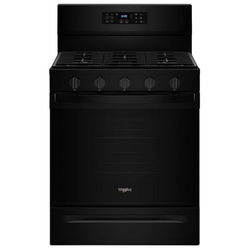 Whirlpool 30" 5.0 Cu. Ft. Fan Convection 5-Burner Freestanding Gas Air Fry Range (WFGS5030RB) - Black