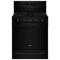 Whirlpool 30" 5.0 Cu. Ft. Fan Convection 5-Burner Freestanding Gas Air Fry Range (WFGS5030RB) - Black
