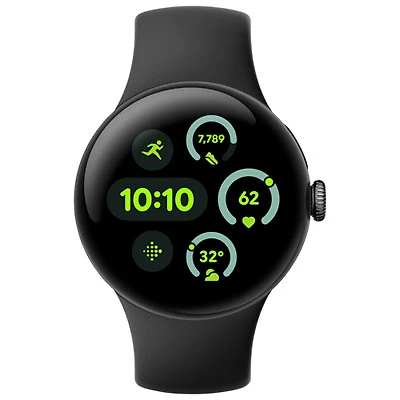 Google Pixel Watch 3 (GPS) 41mm Matte Black Aluminum Case with Obsidian Active Band