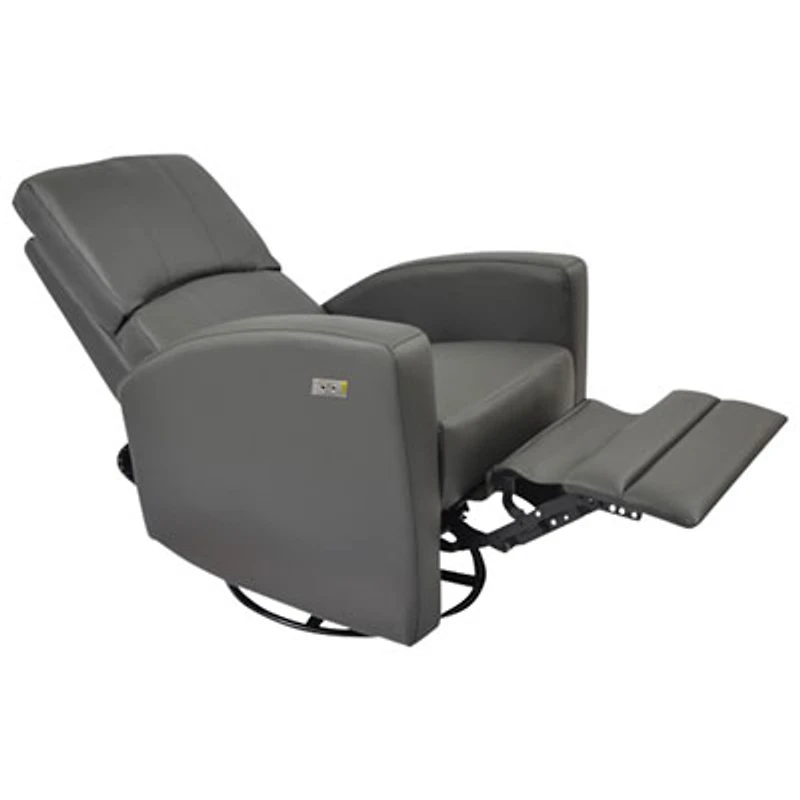 Dream On Me Habana Bonded Leather Glider with USB Charging Port - Grey