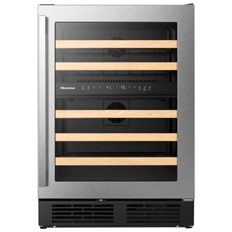 Hisense 46-Bottle Freestanding/Built-In Dual Temperature Zone Wine Fridge with Wi-Fi - Stainless Steel