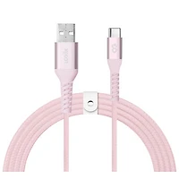 LOGiiX Vibrance 1.2m (3.9 ft.) Braided USB to USB-C Cable (LGX-13828) - Blush