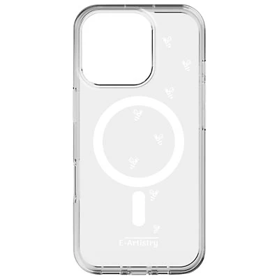 E-Artistry Signature Bee Spiral Fitted Hard Shell Case w/ MagSafe for iPhone 16 Pro - Clear- White