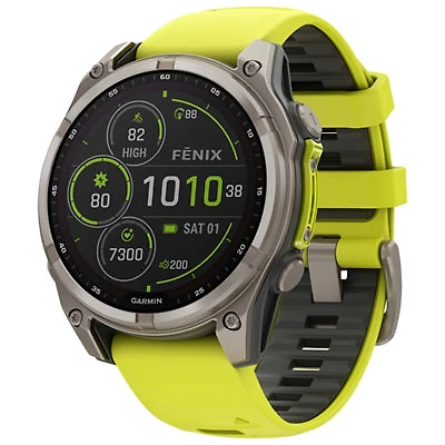 Garmin fēnix 8 47mm Sapphire Solar Bluetooth Multisport Smartwatch - Amp Yellow/Graphite/Carbon Grey