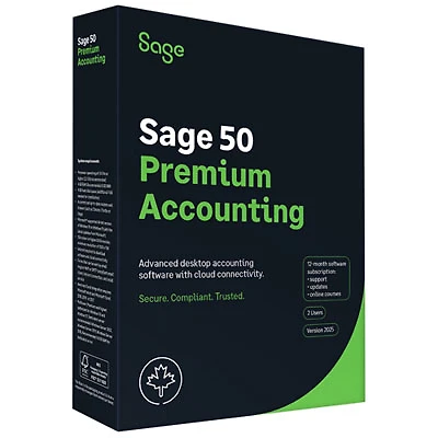 Sage 50 Premium Accounting 2025 (PC) - 2 User - 1 Year Subscription