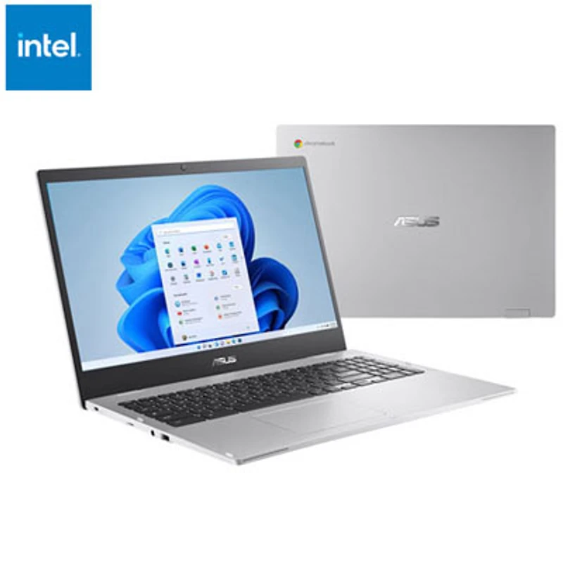 Open Box - ASUS CX1 15.6" Chromebook - Transparent Silver (Intel Celeron N4500/8GB RAM/128GB eMMC/ChromeOS)