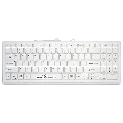 Seal Shield Cleanwipe Pro Wired Compact Size Waterproof Keyboard - White - English