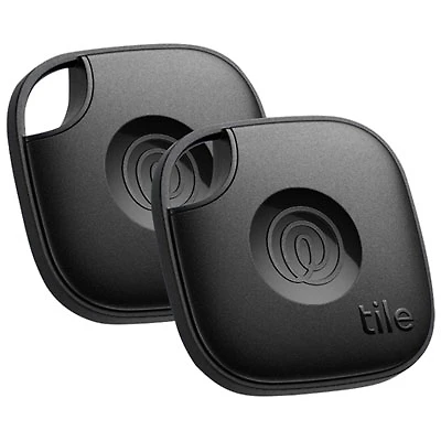 Tile Mate (2024) Bluetooth Item Tracker - 2 Pack - Black