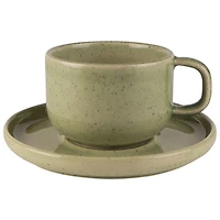 Mesa Ceramics Uno 2-Piece Stoneware Tea Cup and Saucer - Speckle Green