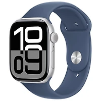 TELUS Apple Watch Series 10 (GPS + Cellular) 46mm Silver Aluminum Case with Denim Sport Band-M/L-Monthly Financing