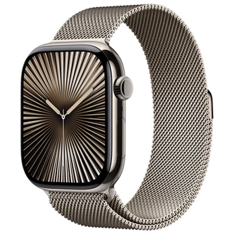 TELUS Apple Watch Series 10 (GPS + Cellular) 46mm Natural Titanium Case w/Natural Milanese Loop-M/L-Monthly Financing