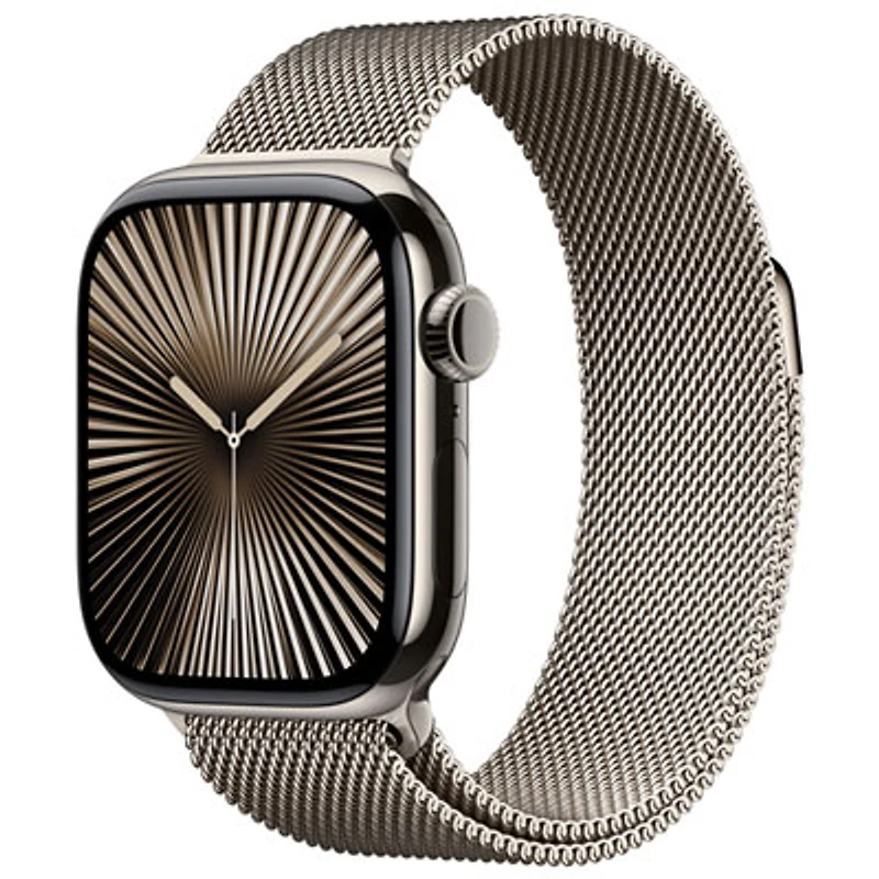 Rogers Apple Watch Series 10 (GPS + Cellular) 42mm Natural Titanium Case with Natural Milanese Loop - Monthly Financing