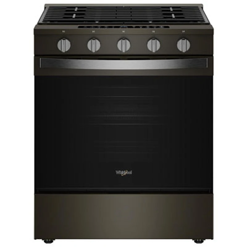 Whirlpool 30" 5.0 Cu. Ft. True Convection 5-Burner Slide-In Gas Air Fry Range (WSGS7530RV) - Black-on-Stainless