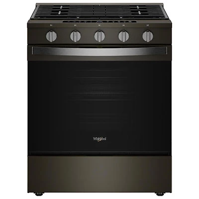 Whirlpool 30" 5.0 Cu. Ft. True Convection 5-Burner Slide-In Gas Air Fry Range (WSGS7530RV) - Black-on-Stainless