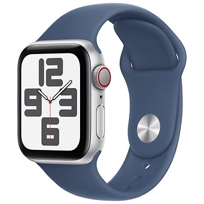 TELUS Apple Watch SE (GPS + Cellular) 40mm Silver Aluminum Case w/ Denim Sport Band - S/M - Monthly Financing