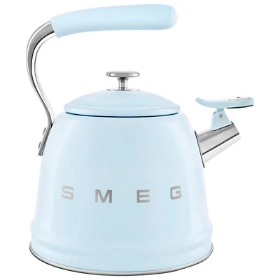 Smeg 50's Style Stovetop Kettle - 2.3L - Pastel Blue/Stainless Steel