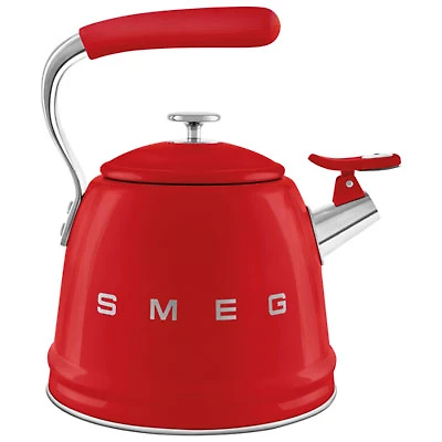 Smeg 50's Style Stovetop Kettle - 2.3L - Red/Stainless Steel