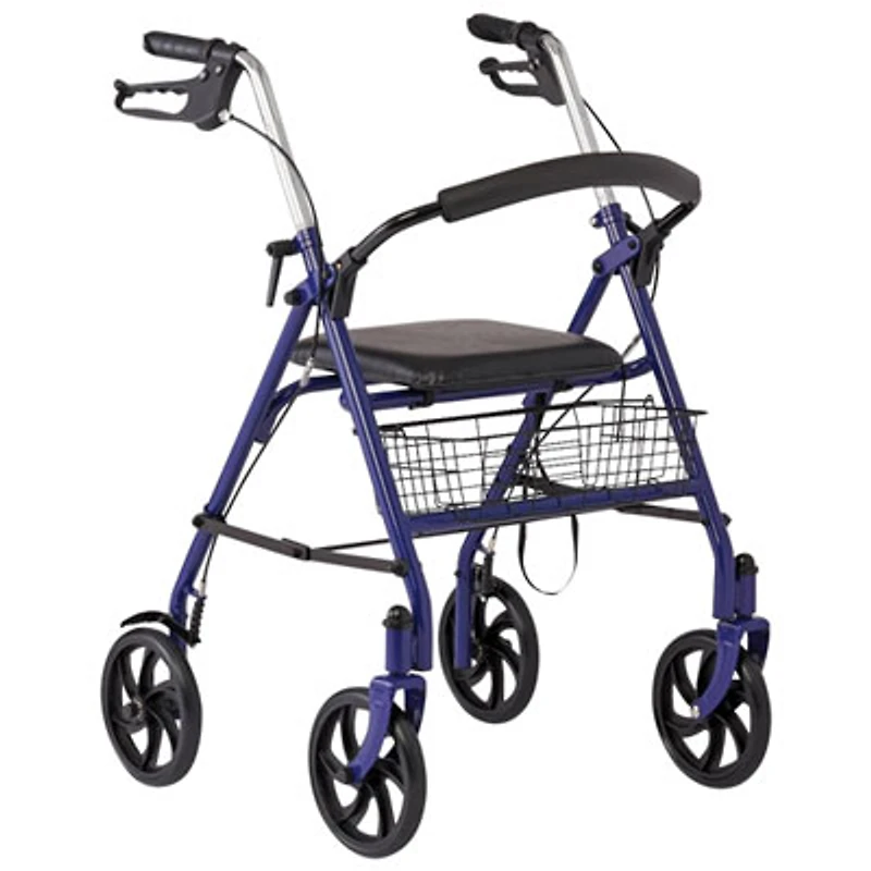 Medline Basic Foldable Powder-Coated Steel Rollator Walker with Basket