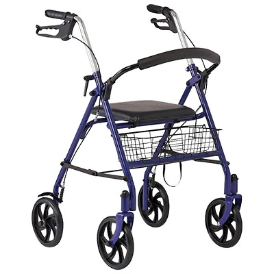 Medline Basic Foldable Powder-Coated Steel Rollator Walker with Basket