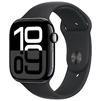 Open Box - Apple Watch Series 10 (GPS) 46mm Jet Black Aluminum Case with Black Sport Band - Small/Medium
