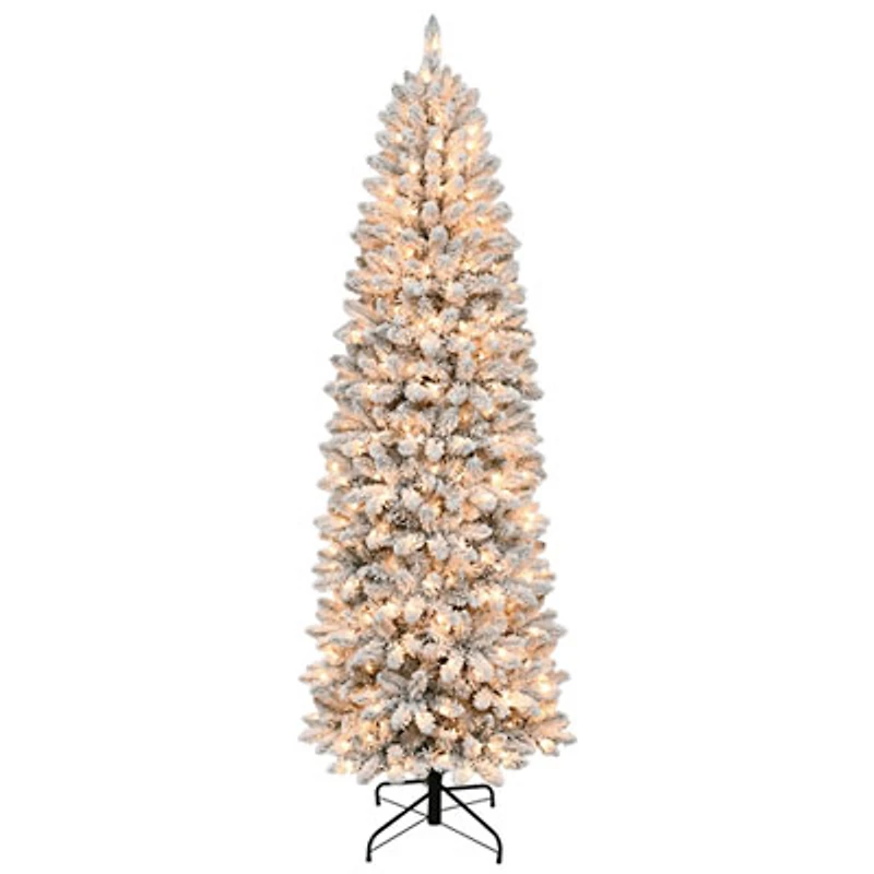 Puleo 7.5 Ft. Pre-lit Slim Frosted Birmingham Christmas Fir Tree (301-BIFLSL-75C350CUL)