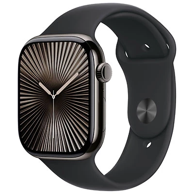 Koodo Apple Watch Series 10 (GPS + Cellular) 46mm Slate Titanium Case with Black Sport Band - Medium/Large - Monthly Tab Payment