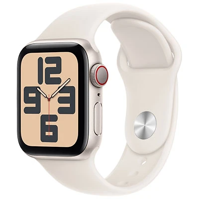 Koodo Apple Watch SE (GPS + Cellular) 40mm Starlight Aluminum Case with Starlight Sport Band - Medium/Large - Monthly Tab Payment