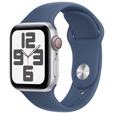 Koodo Apple Watch SE (GPS + Cellular) 40mm Silver Aluminum Case with Denim Sport Band - Small/Medium - Monthly Tab Payment