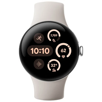Koodo Google Pixel Watch 3 41mm LTE Polished Silver Aluminum Case with Porcelain Active Band - Monthly Tab Payment