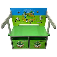 Minecraft Foldable Bench/Table with Storage Boxes - Green/Blue/Grey