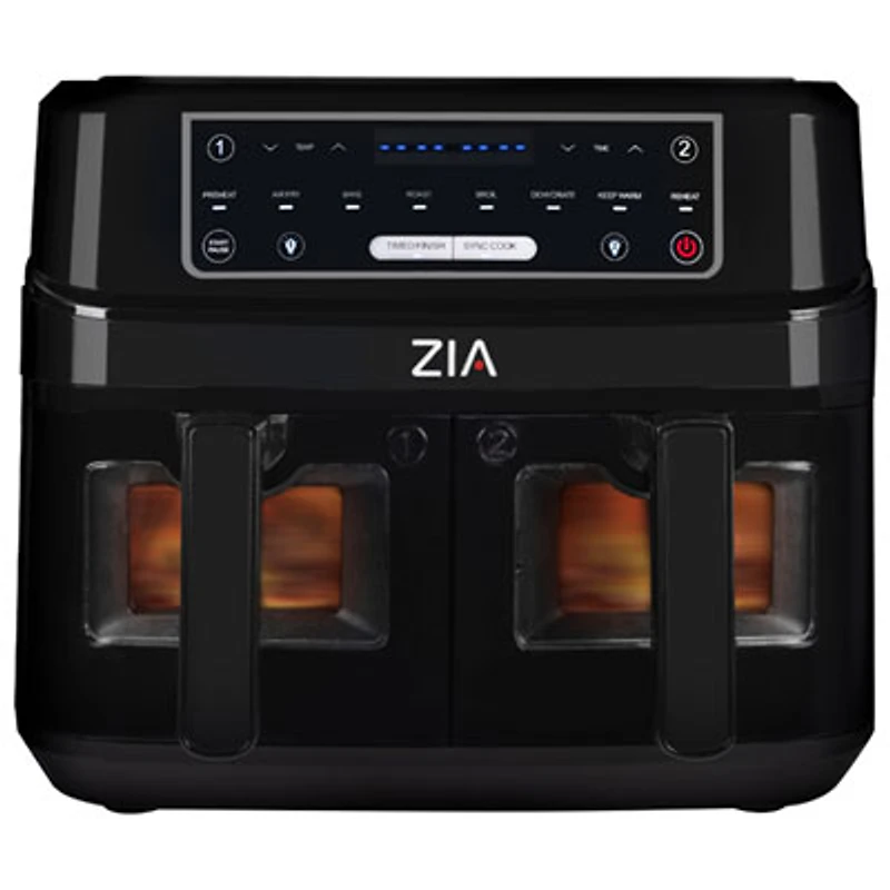 ZIA 8-in-1 SmartCrisp Dual Basket Air Fryer - 9L/9QT - Black