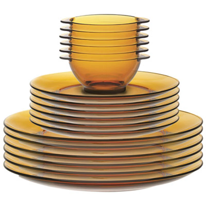 Duralex Lys 18-Piece Tempered Glass Dinnerware Set
