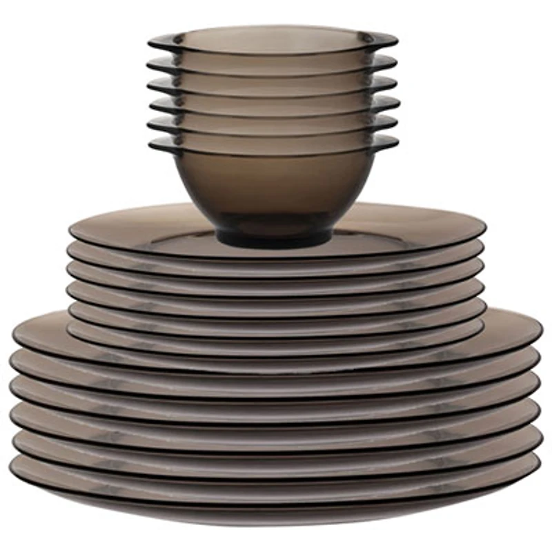 Duralex Lys 18-Piece Tempered Glass Dinnerware Set - Sepia