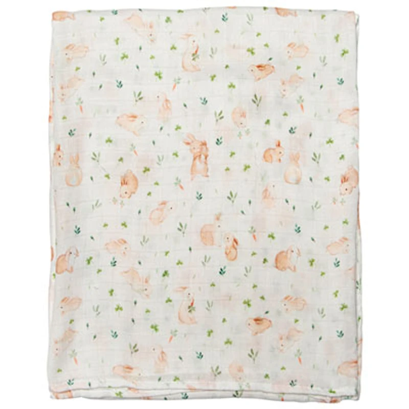 Loulou Lollipop Bunny Meadow Muslin Swaddle Blanket