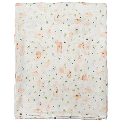 Loulou Lollipop Bunny Meadow Muslin Swaddle Blanket