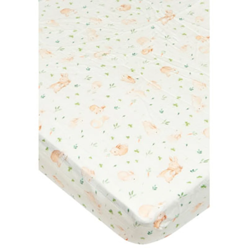 Loulou Lollipop Muslin Sheet - Crib - Bunny Meadow