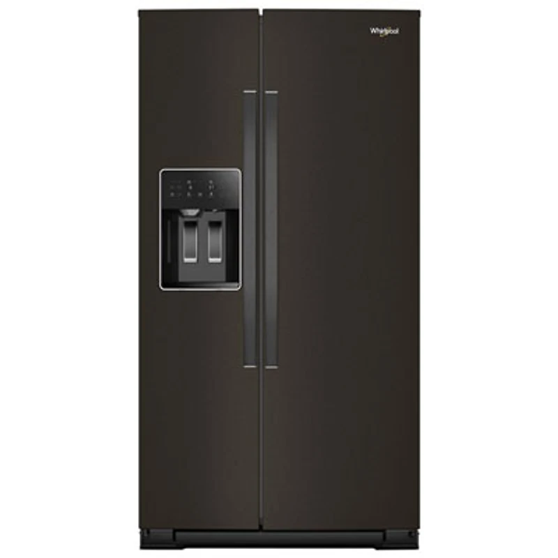 Whirlpool 36" 20.85 Cu Ft Counter Depth Side-By-Side Refrigerator w/Water & Ice Dispenser(WRSC5536RV)- Black Stainless Finish