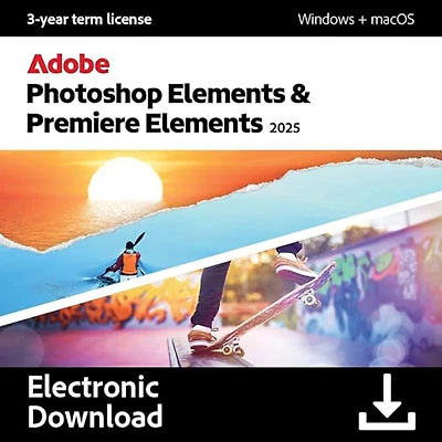 Adobe Photoshop Elements & Premiere Elements 2025 (PC/Mac) - 1 User - 3 Year - Digital Download