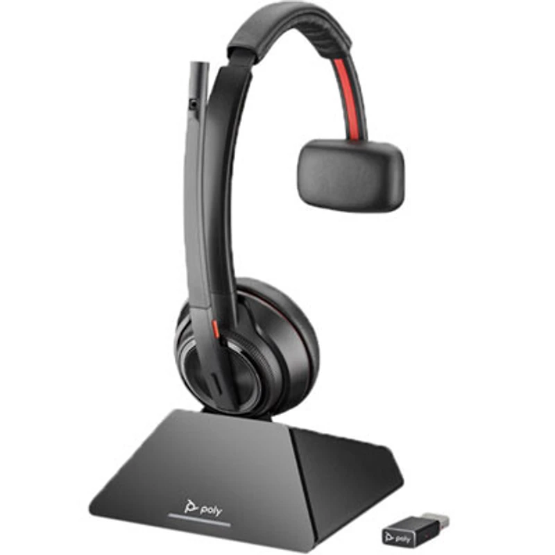 Open Box - HP Poly Savi 8210 On-Ear Noise Cancelling Truly Wireless Bluetooth Headset - Black (77T31AA#ABA)