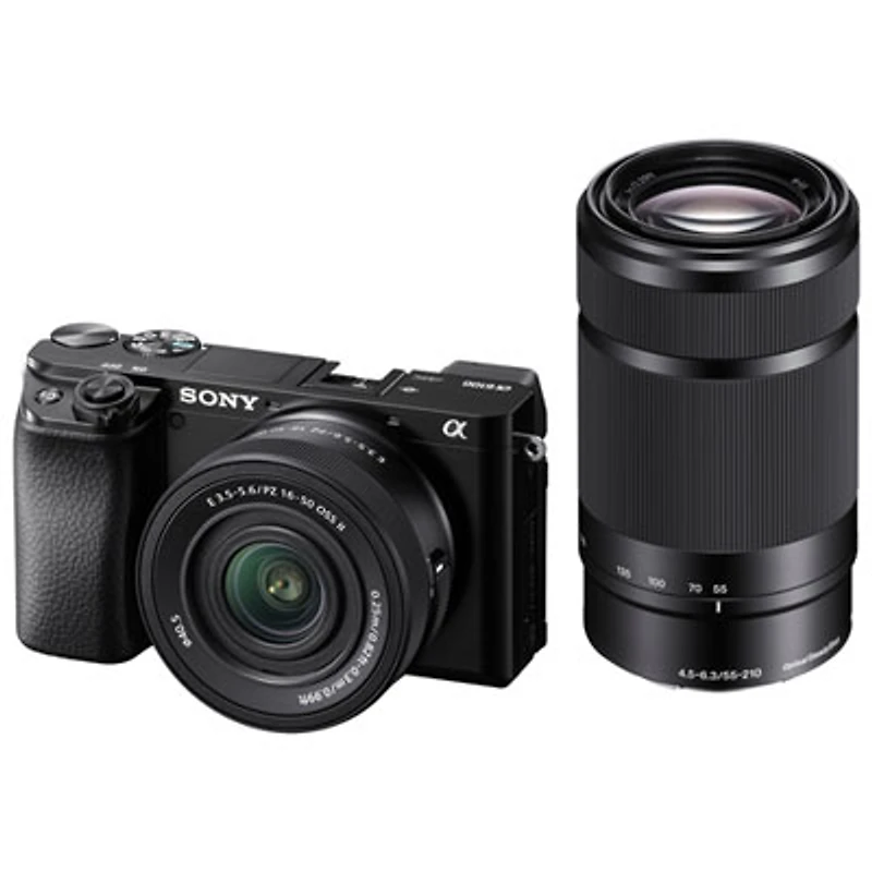 Sony Alpha 6100 APS-C Mirrorless Camera with 16-50mm & 55-210mm Lenses - Black