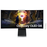 Open Box - Samsung Odyssey G8 34" WQHD 175Hz 0.03ms GTG Curved OLED G-Sync/FreeSync Gaming Monitor (LS34DG850SNXZA) - Silver