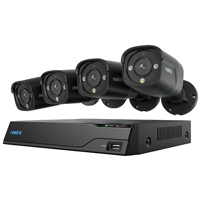 Reolink Wired 8-CH 2TB NVR Security System with 4 4K UHD Bullet Cameras - Black
