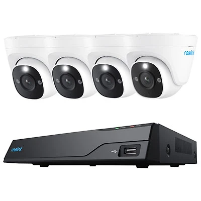 Reolink Wired 8-CH 2TB NVR Security System with 4 4K UHD Turret Cameras - White