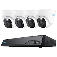 Reolink Wired 8-CH 2TB NVR Security System with 4 4K UHD Turret Cameras - White