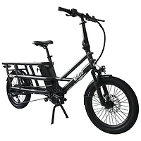 Ollie Longtail Cargo Step-Through Electric City Bike (500 W Motor / 96km Range / 32km/h Top Speed) - Black