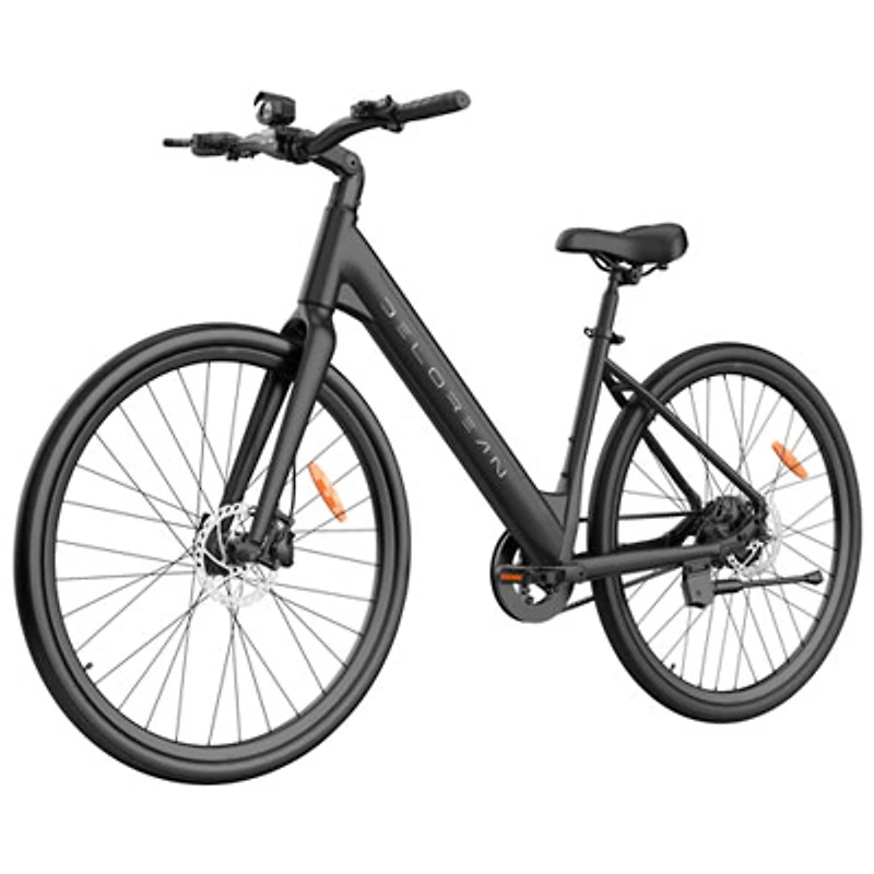 Delorean DM770 Step-Through Electric City Bike (500W Motor / 55km Range / 32km/h Top Speed) - Black