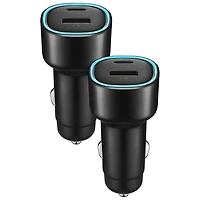 Insignia 32W Dual USB-C/USB-A Car Charger - 2 Pack - Black